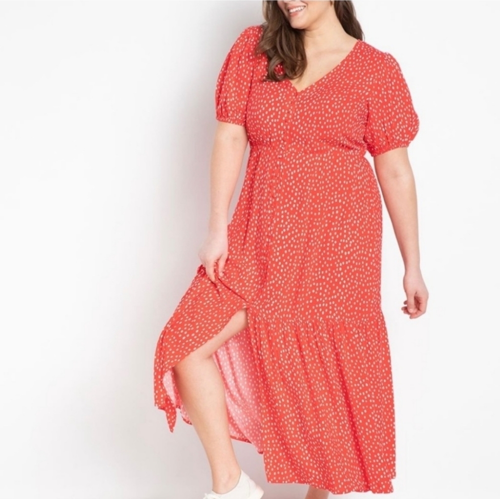Eloquii flounce hem polka dot maxi dress size 24